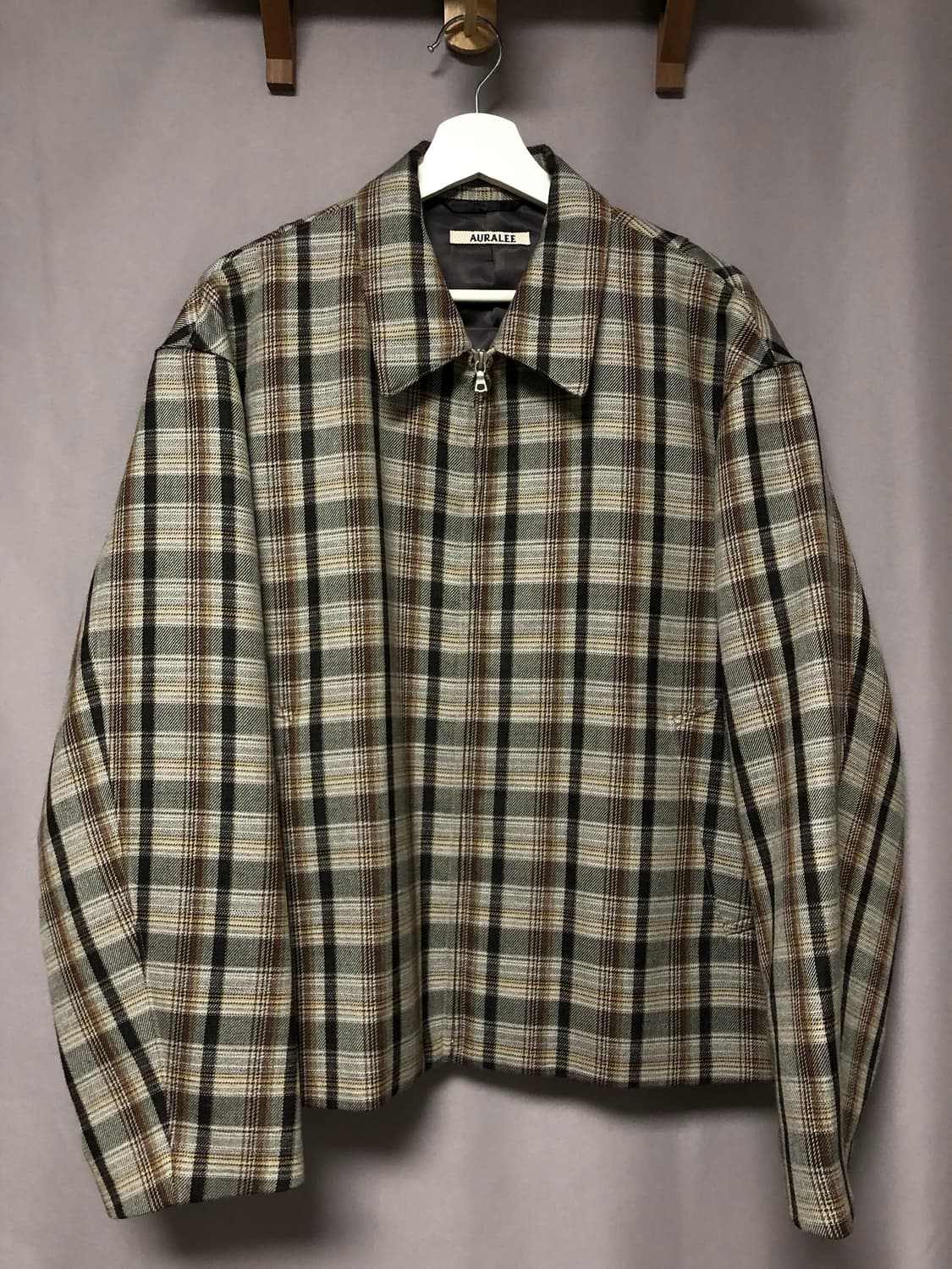 오라리 더블페이스 체크 블루종 상품이미지2