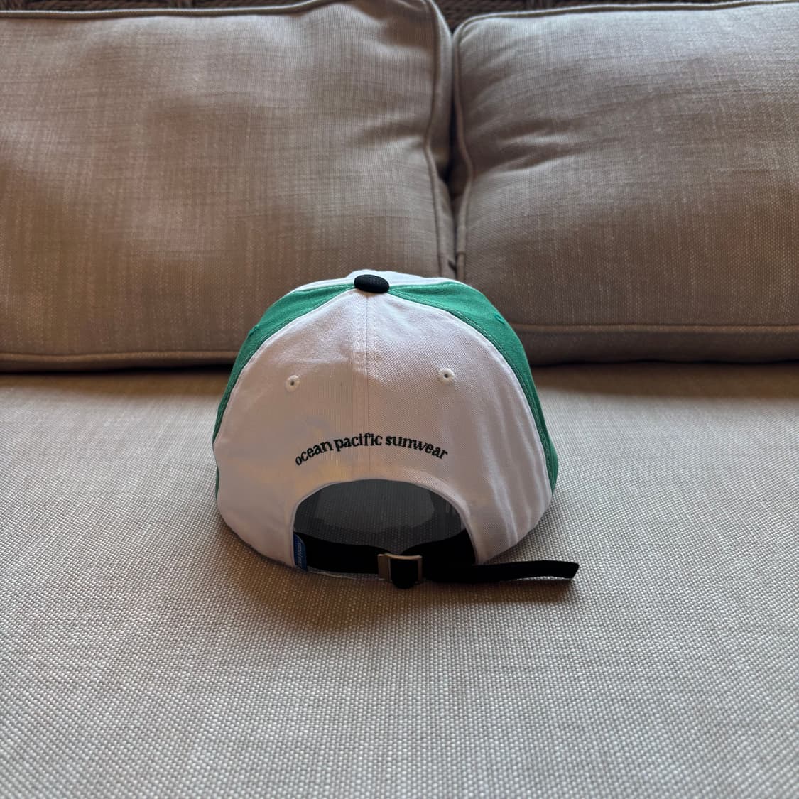 [OP] 오션퍼시픽 빈티지 로고 배색 볼캡 화이트/그린 남여공용 상품이미지5