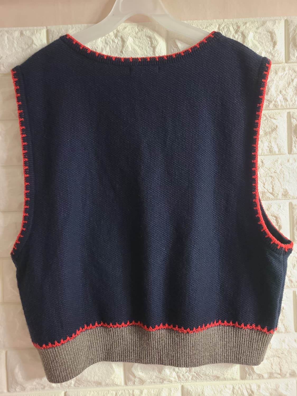 베네통 니트 조끼 버섯 자수 상품이미지5