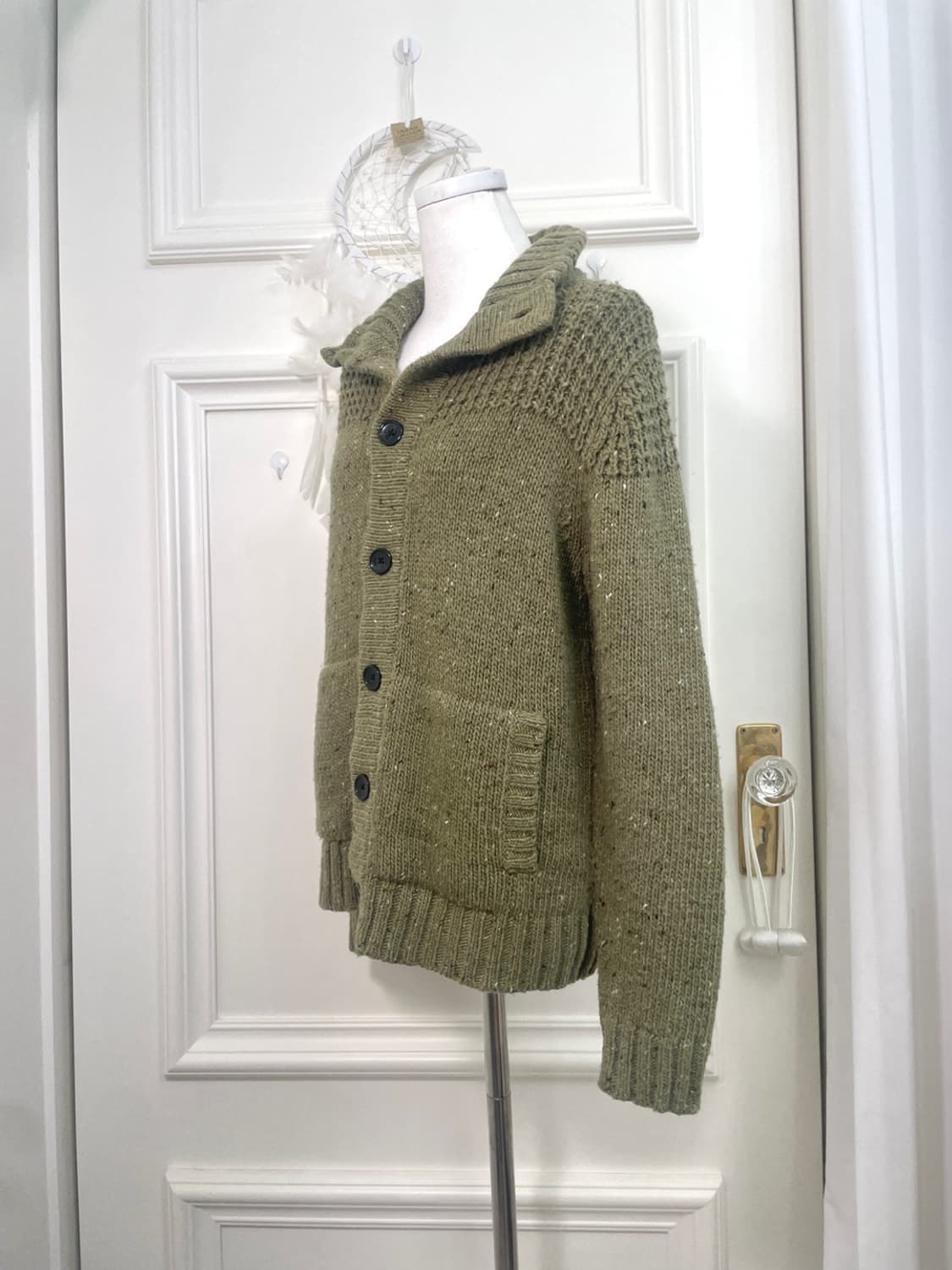 matcha melange pocket point collar cardi 상품이미지2
