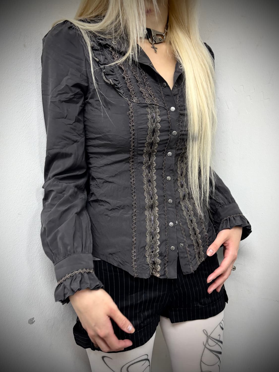 “Ozz oneste” Gothic Mood Lace-Up Slim Fi 상품이미지6