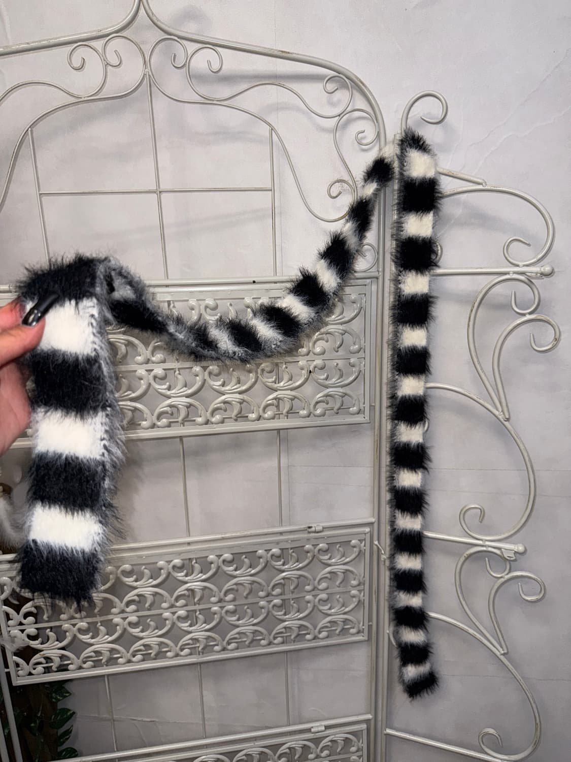 Black & white stripe fur knit muffler 상품이미지2
