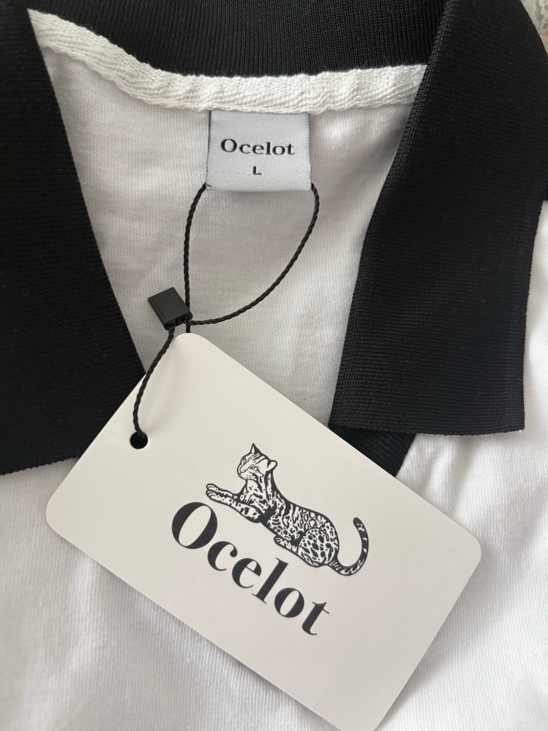 [L] 오실롯 C43 두줄 테이프 폴로 카라 반팔티 화이트 상품이미지2