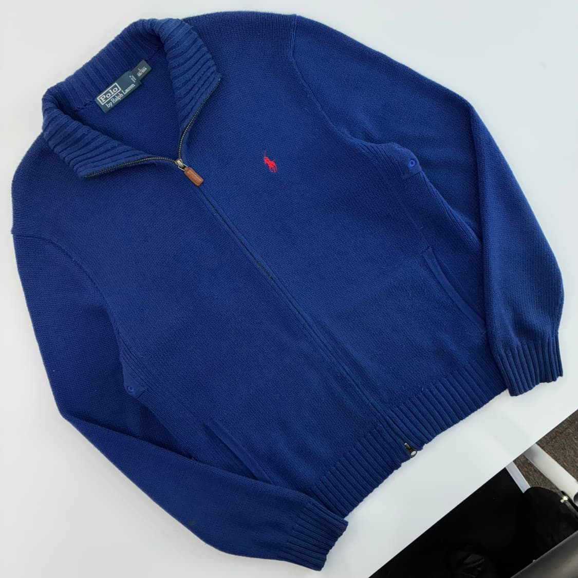 Polo  폴로 랄프로렌 자수 코튼 블루 니트집업  상품이미지2