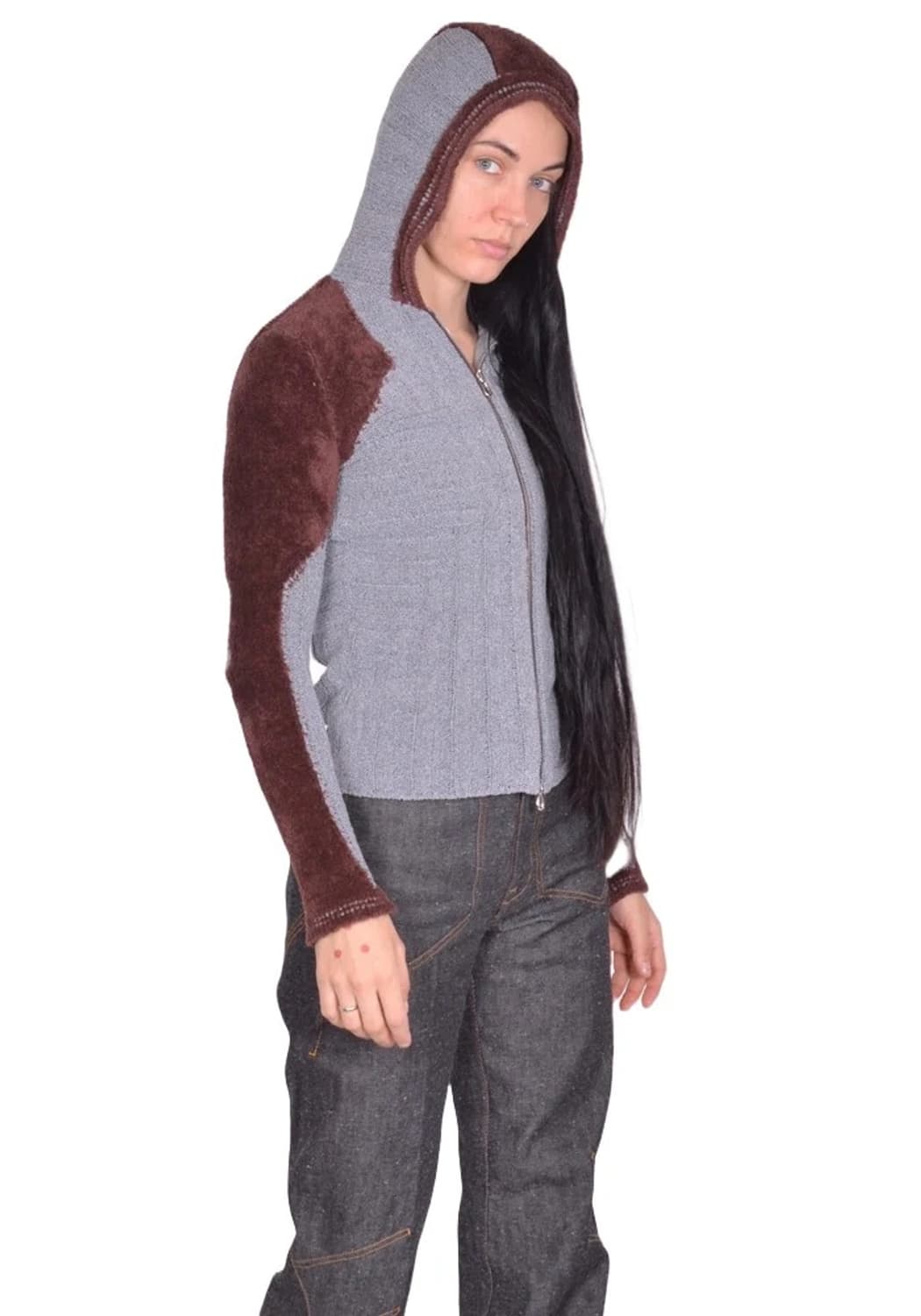 [38]키코 코스타디노브 25fw Quimby 니트 후드 집업/그레이 상품이미지4