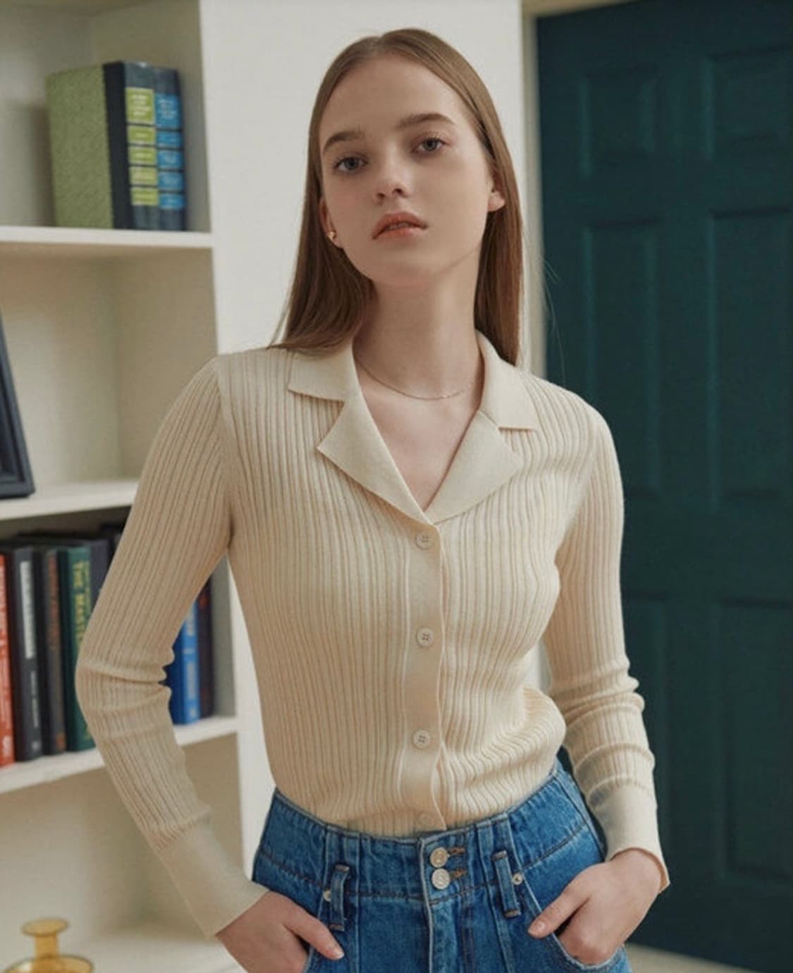 (1) 루에브르 오픈 카라 니트 상품이미지1