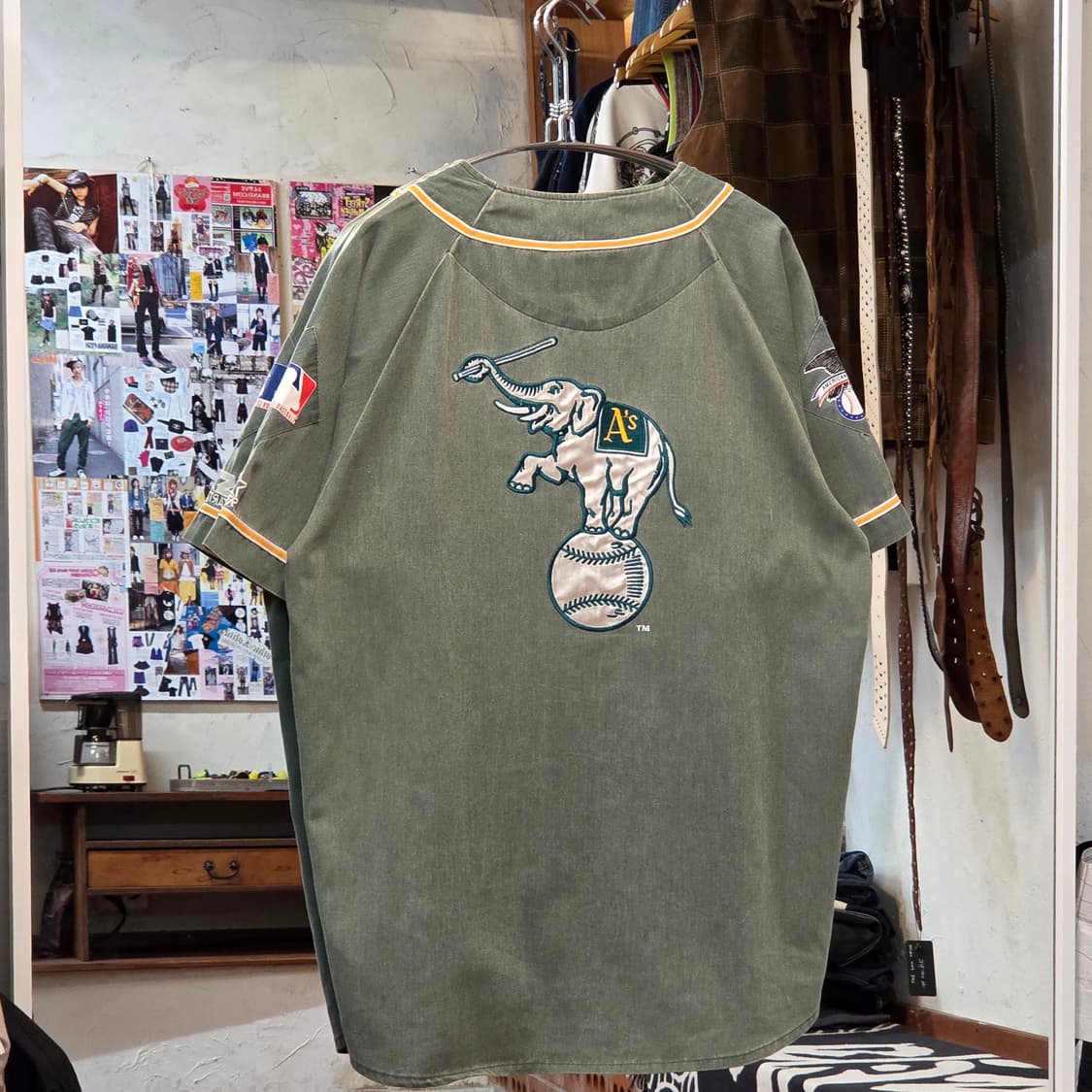 90S 스타터 X MLB 오클랜드 코튼 유니폼 반팔 셔츠 상품이미지6
