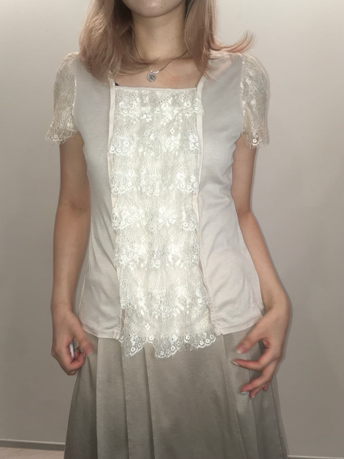jpn vintage beige frill lace t shirt 상품이미지2