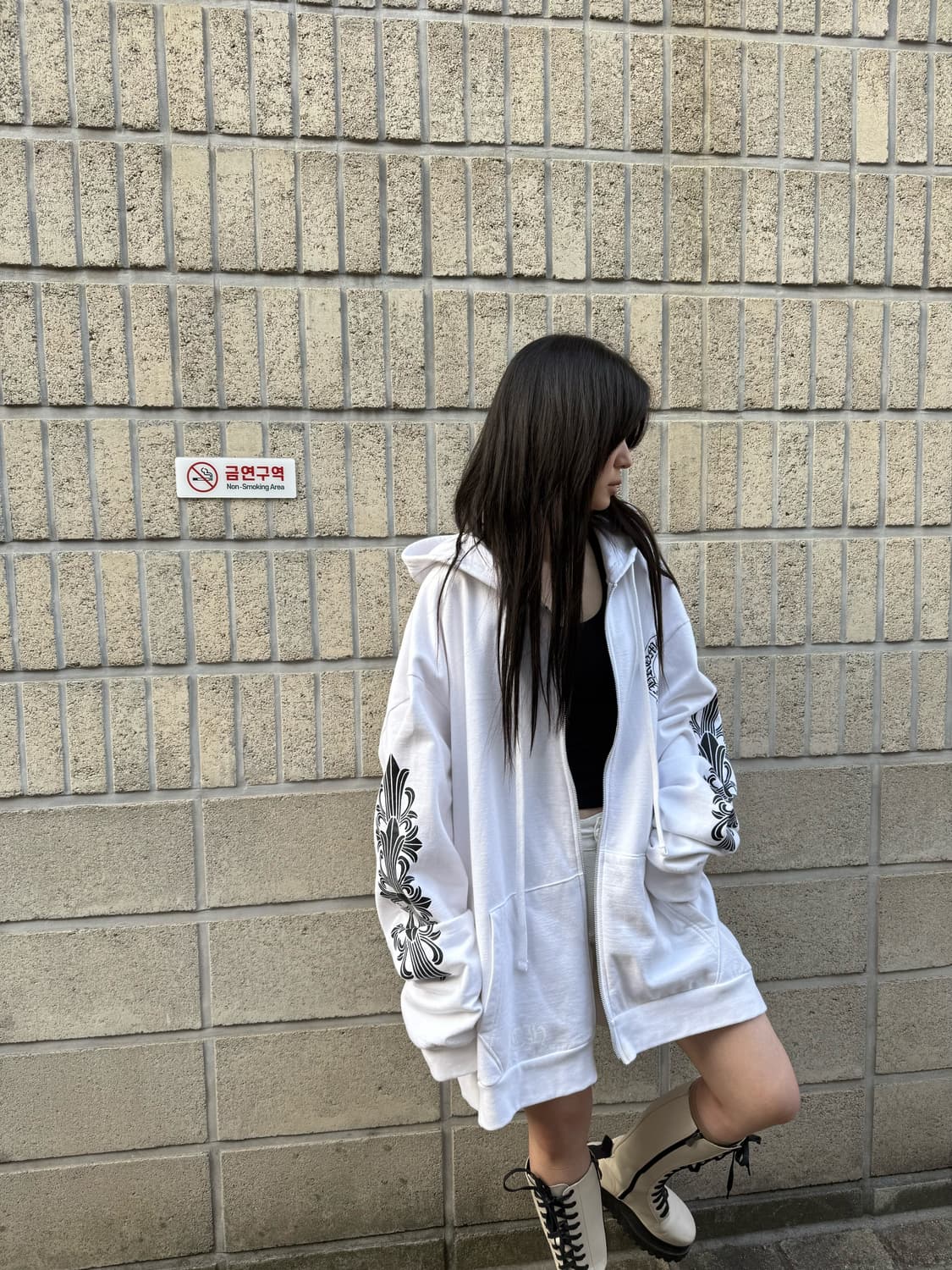 크롬하츠 홀스슈 화이트 후드집업 상품이미지3