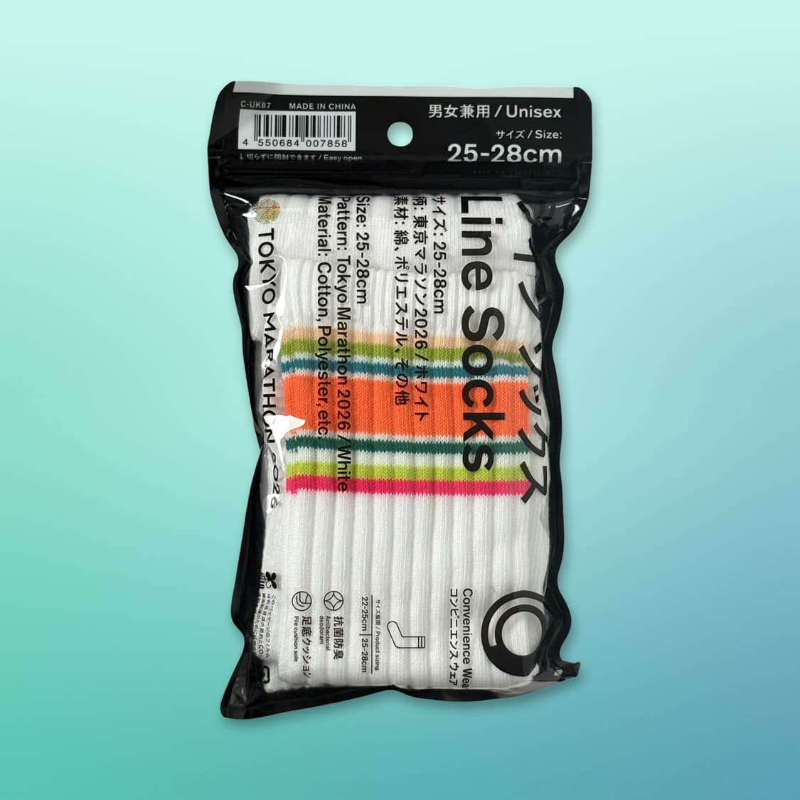 새상품) 패밀리마트 x 도쿄마라톤 2026 굿즈 양말-화이트 상품이미지1