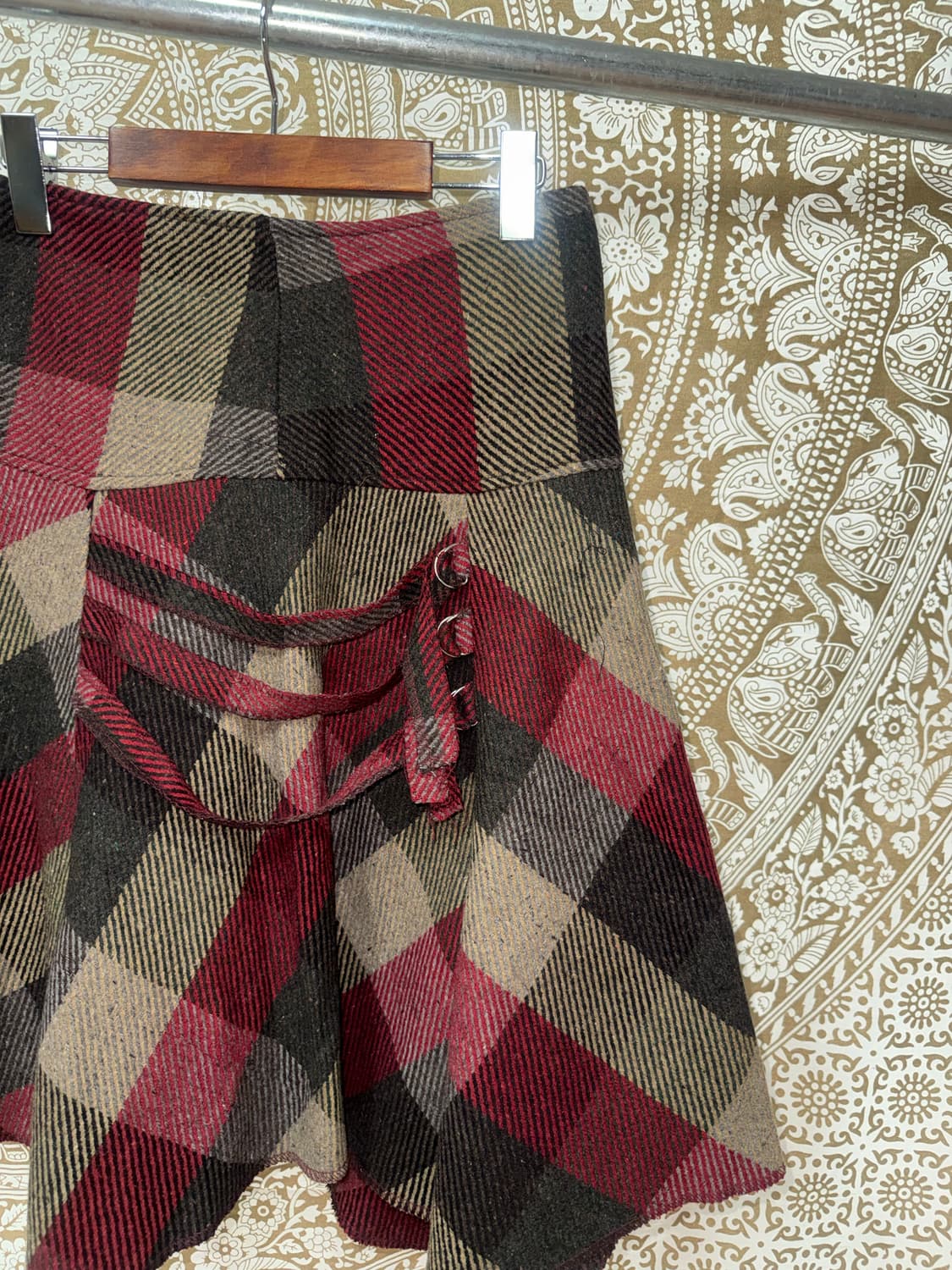 빈티지 여성 체크 모직 미디스커트  상품이미지4