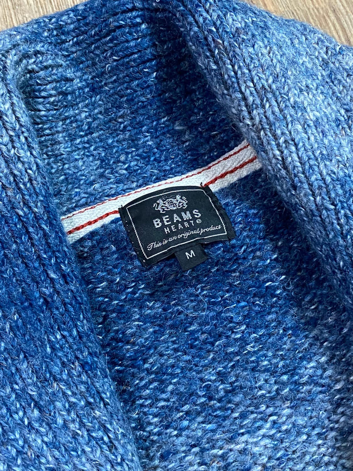빔즈 하트 숄카라 스웨터 니트 가디건 블루 M 상품이미지4