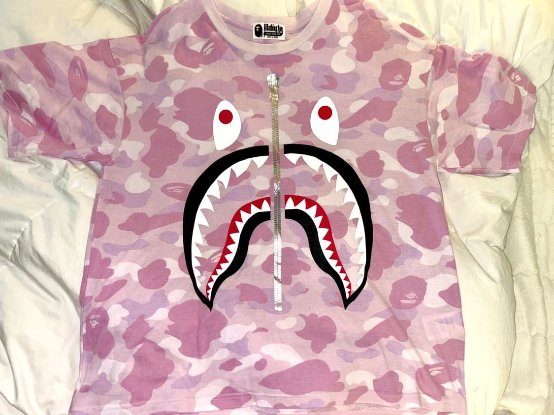 베이프 핑크 카모 샤크 반팔티 상품이미지1