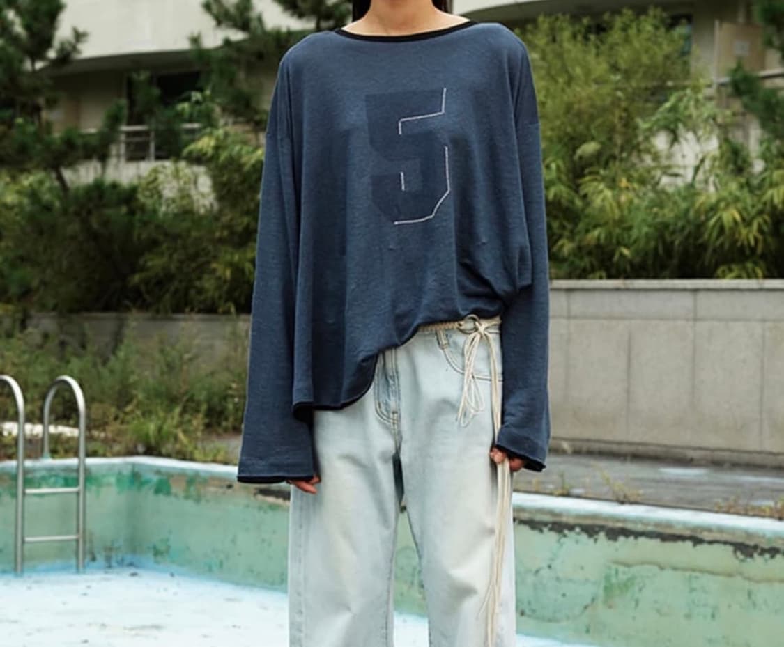 open yy OVERSIZED LINEN TEE, NAVY 상품이미지2