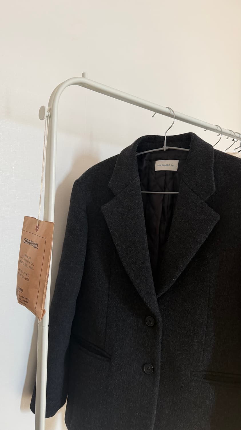 로우클래식 빈티지 투버튼 울블레이져 차콜 s 상품이미지4