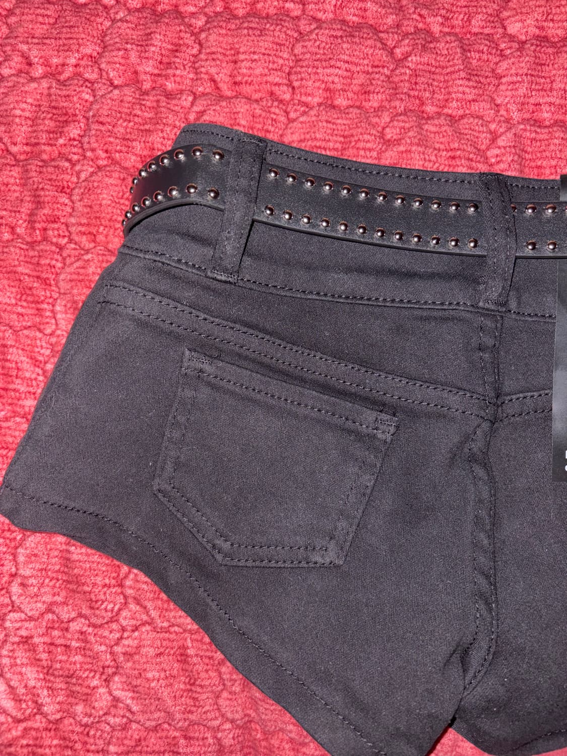 y2k깔 펑크 고딕 해골 스터드 펀칭 벨트 세트 마이크로 숏팬츠 상품이미지5