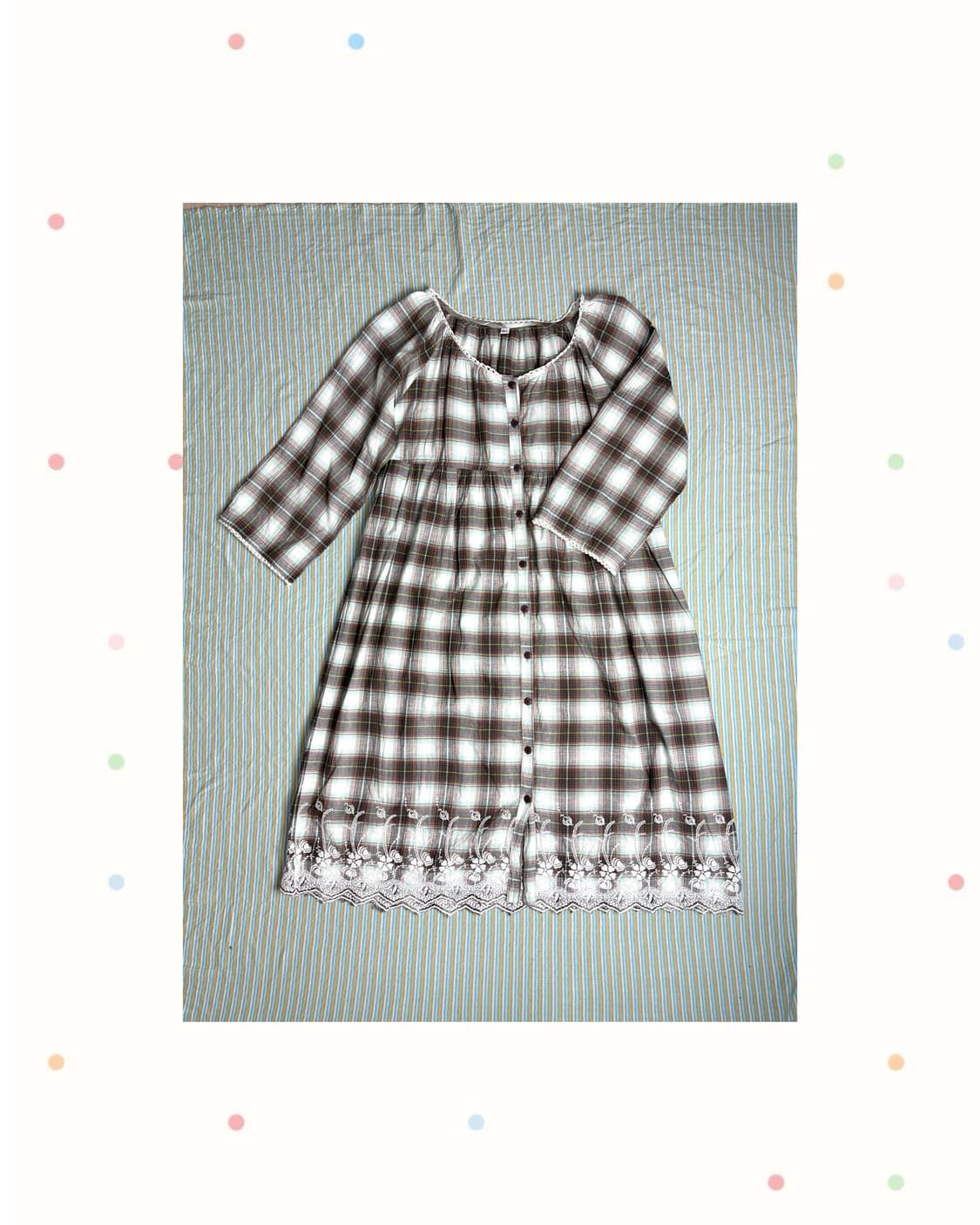 민트 브라운 체크 원피스 상품이미지1