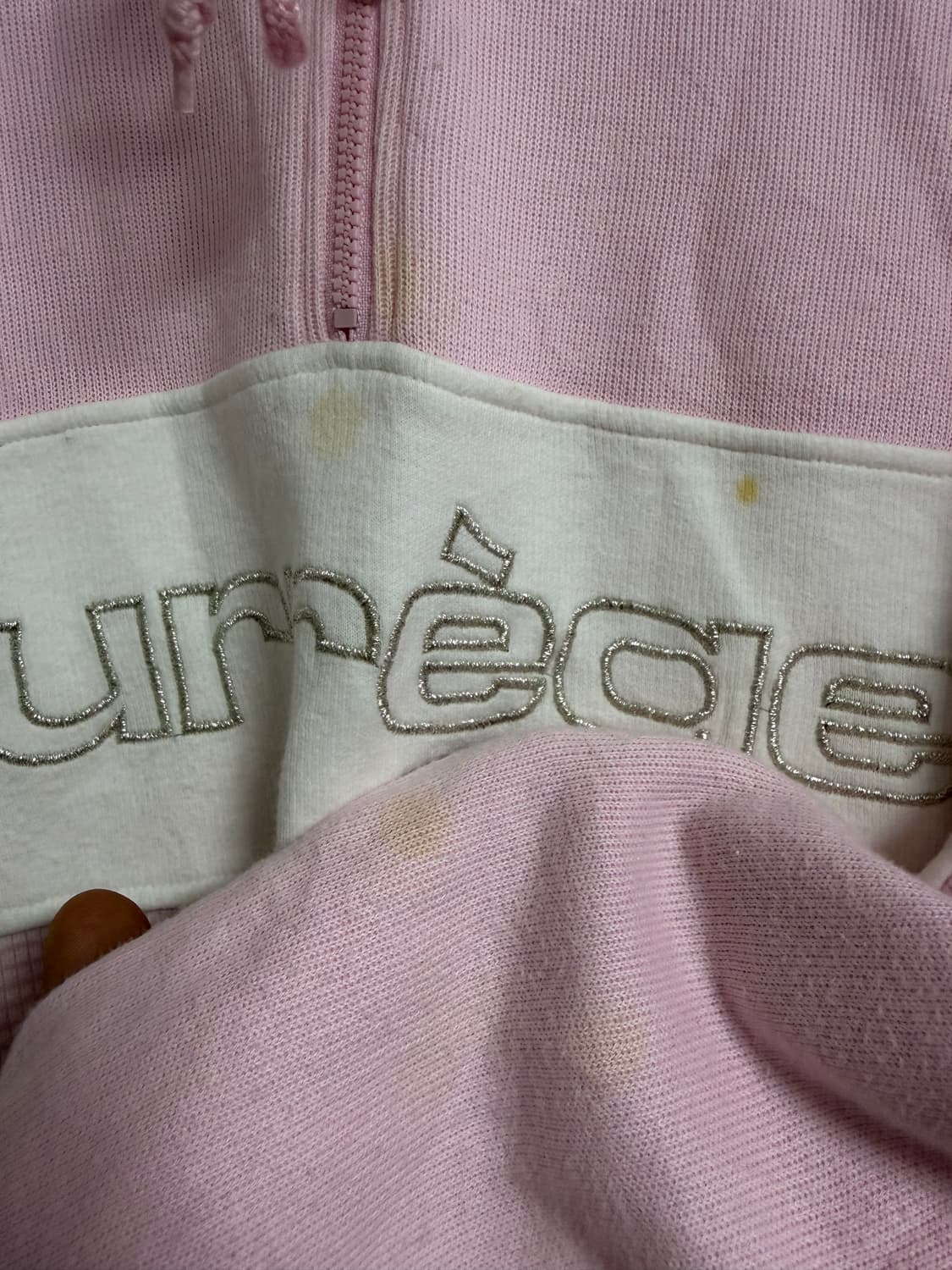 90s 꾸레쥬 베이비핑크 빅로고 쿼터 스웻셔츠 상품이미지8