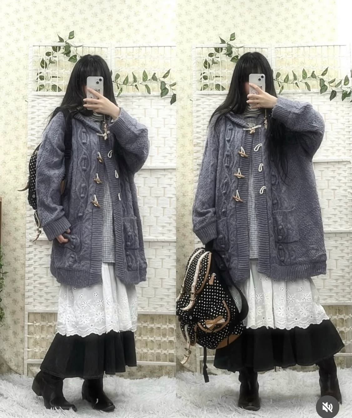 페어리걸 모리 겨울 셋 (떡코 치마 목폴라) 상품이미지1