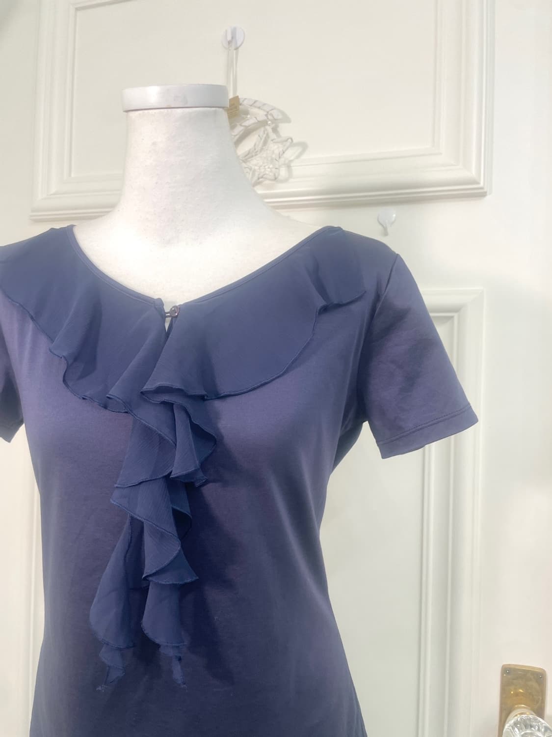 navy ruffle point summer half top 상품이미지8