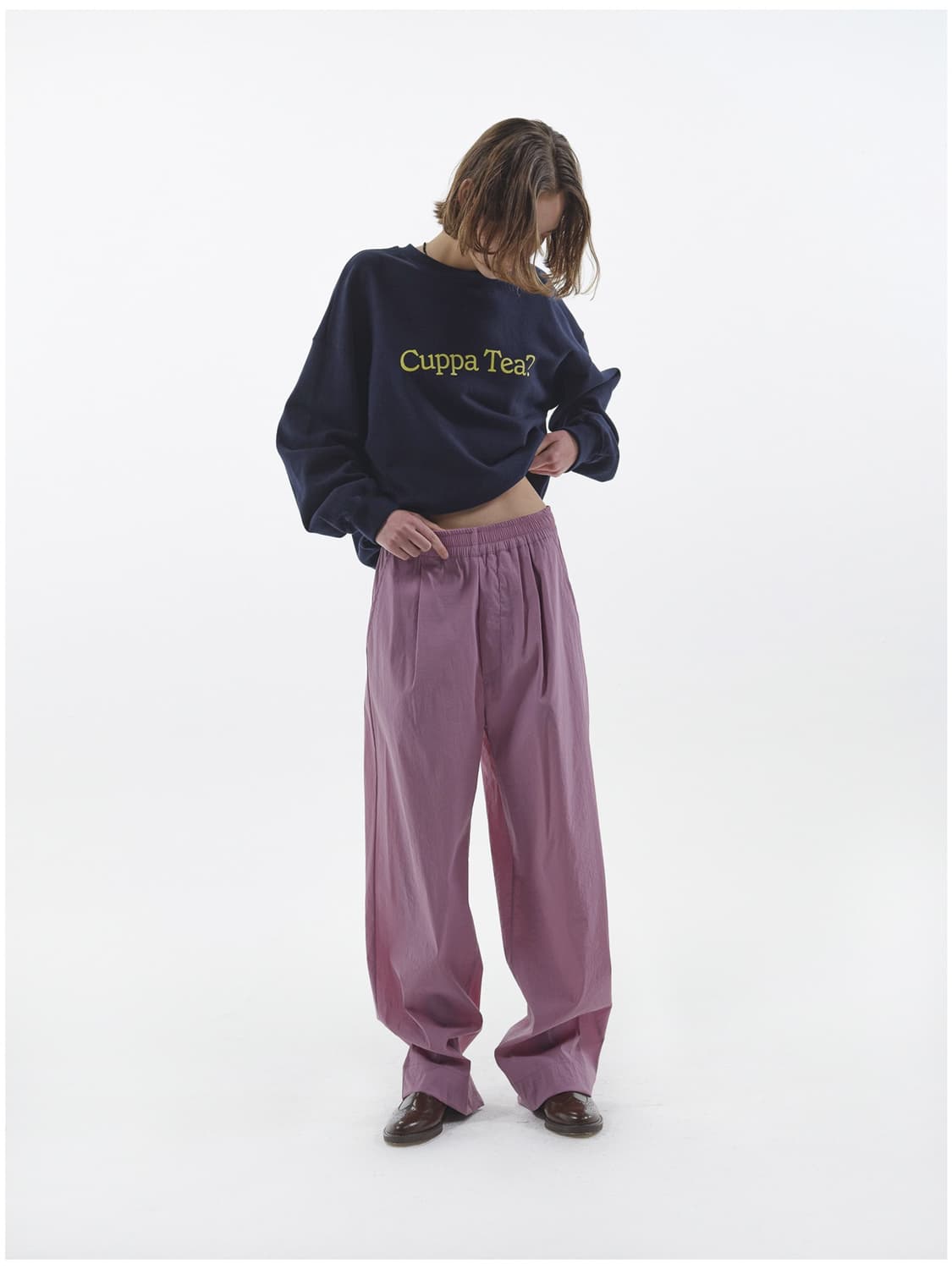 밴딩 와이드 팬츠 인디핑크(실사O) 상품이미지2