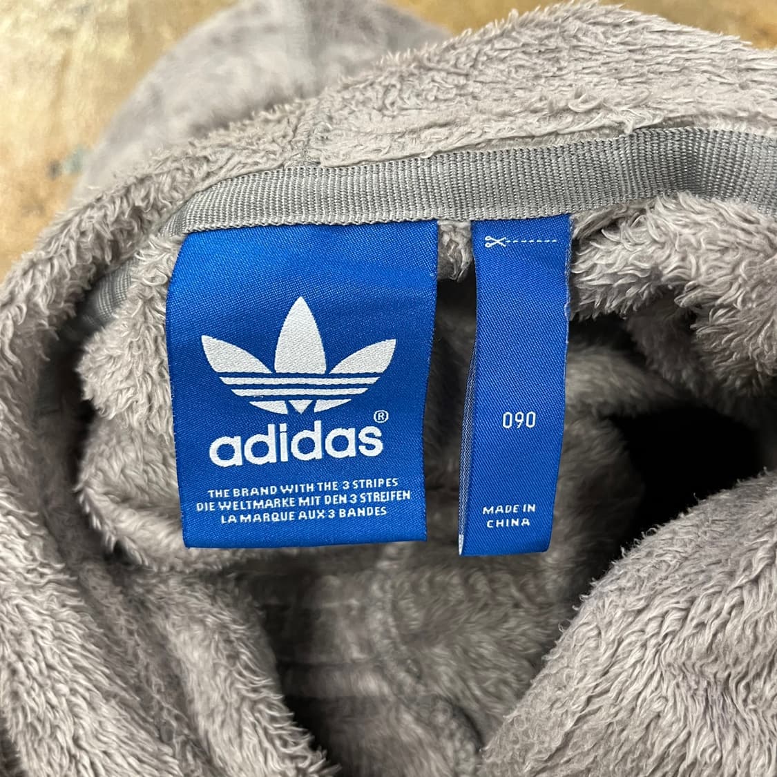 아디다스 그레이 백로고 후리스 후드집업 90 상품이미지5