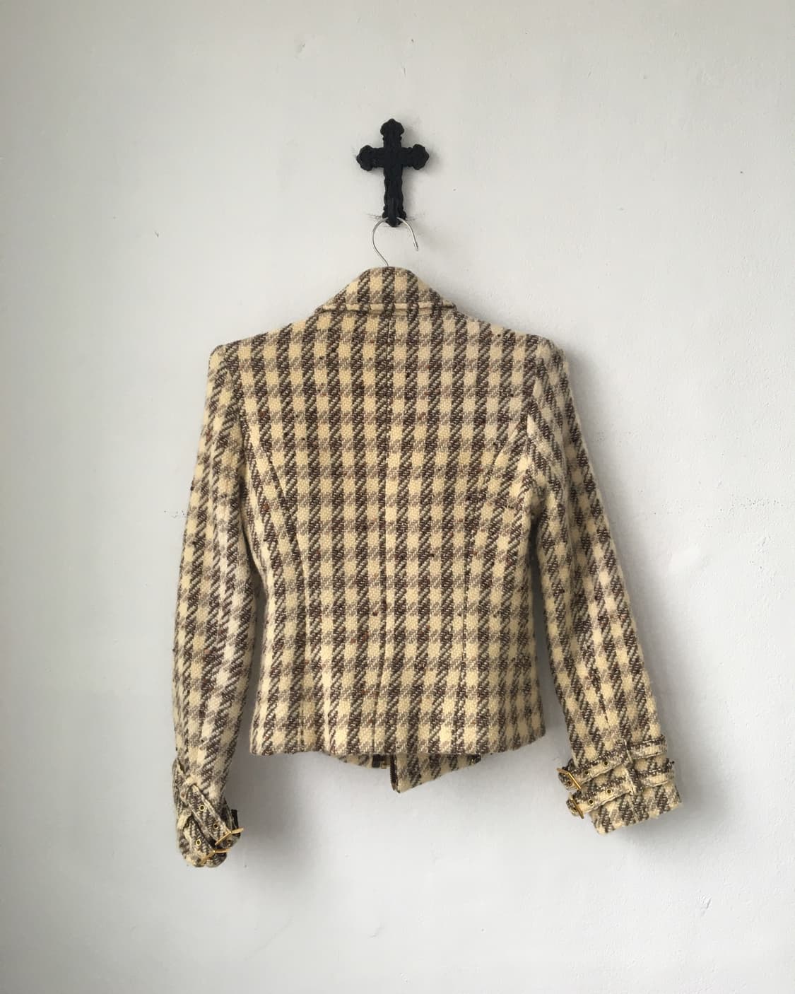 Woolen check pattern rider jacket 상품이미지3