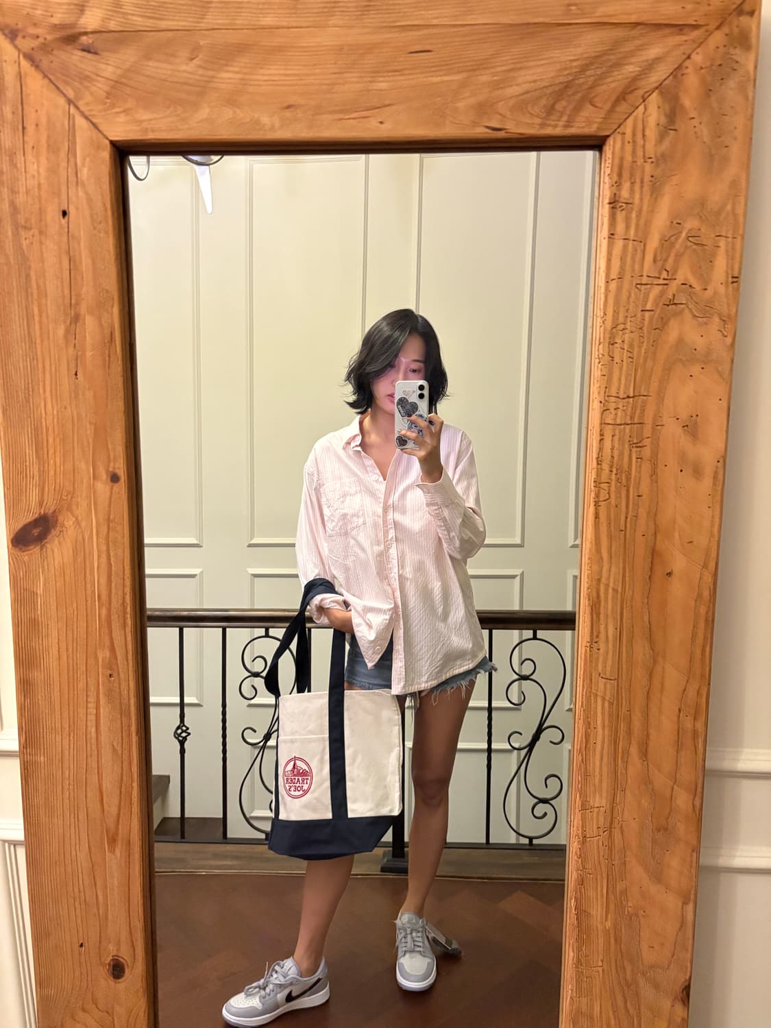 아페쎄x라코스테 핑크 스트라이프 셔츠 상품이미지3