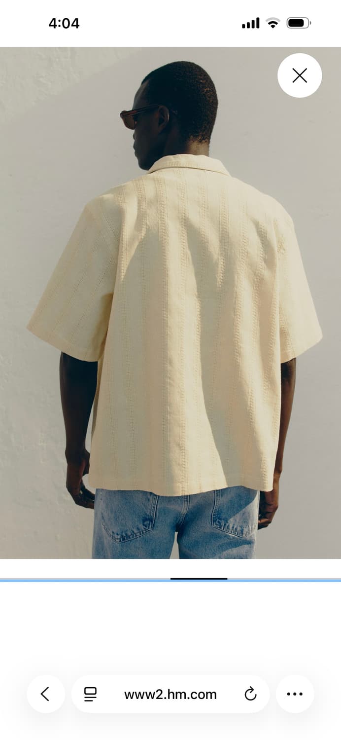 에이치엔앰 H&M 남성 텍스쳐 캠프 셔츠 레귤러핏 (105)   상품이미지3