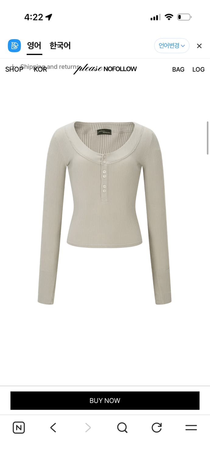 Tanny Button Ribbed Longsleeve Top 상품이미지1