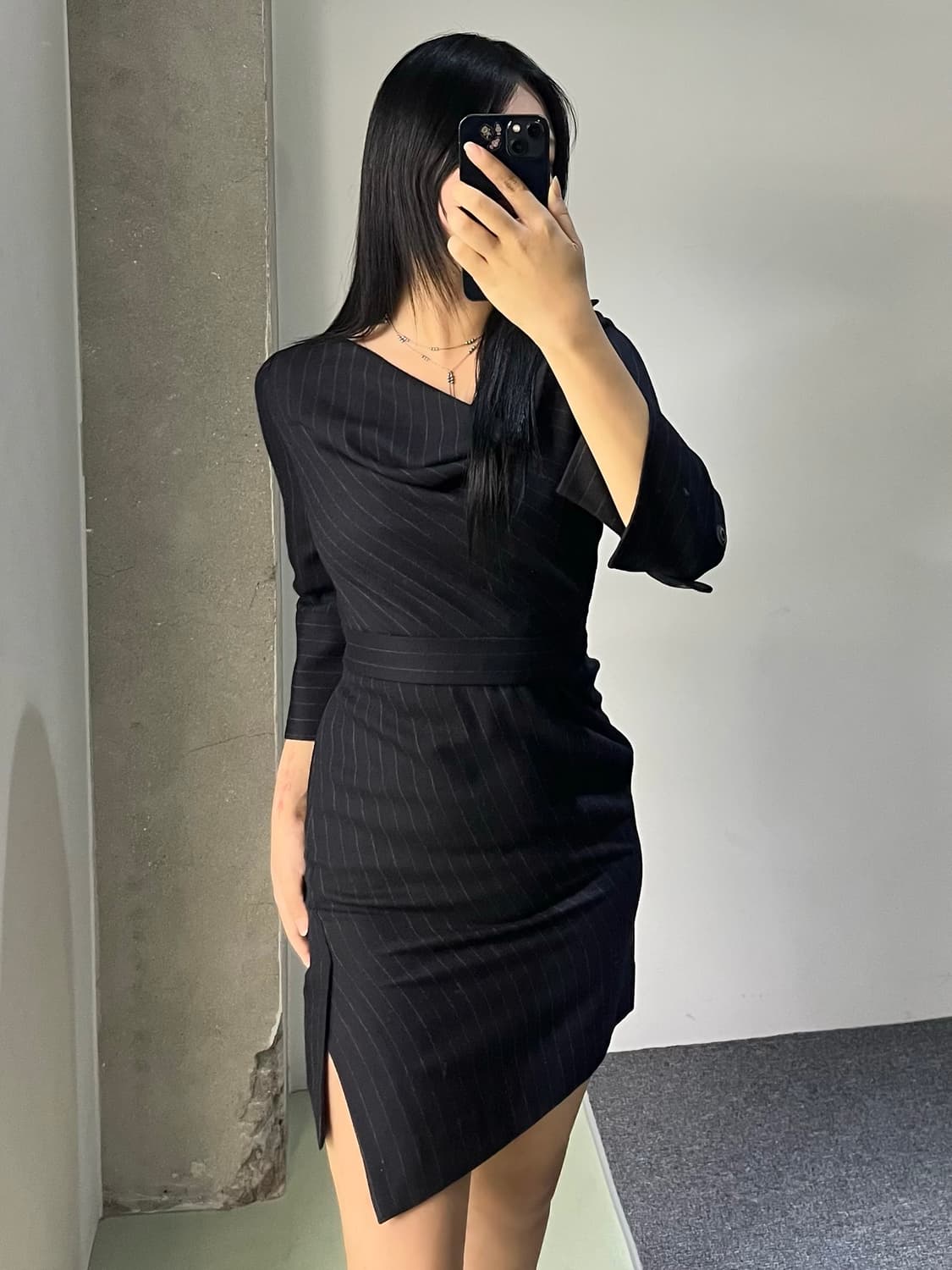 비비안웨스트우드 드레이프 넥 스트라이프 원피스 상품이미지1