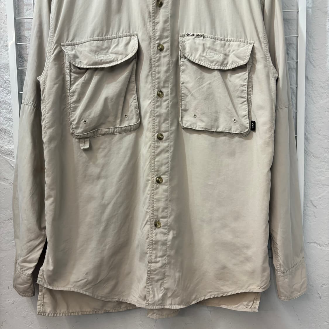90s 컬럼비아 빈티지 라이트 베이지 셔츠 S 상품이미지4