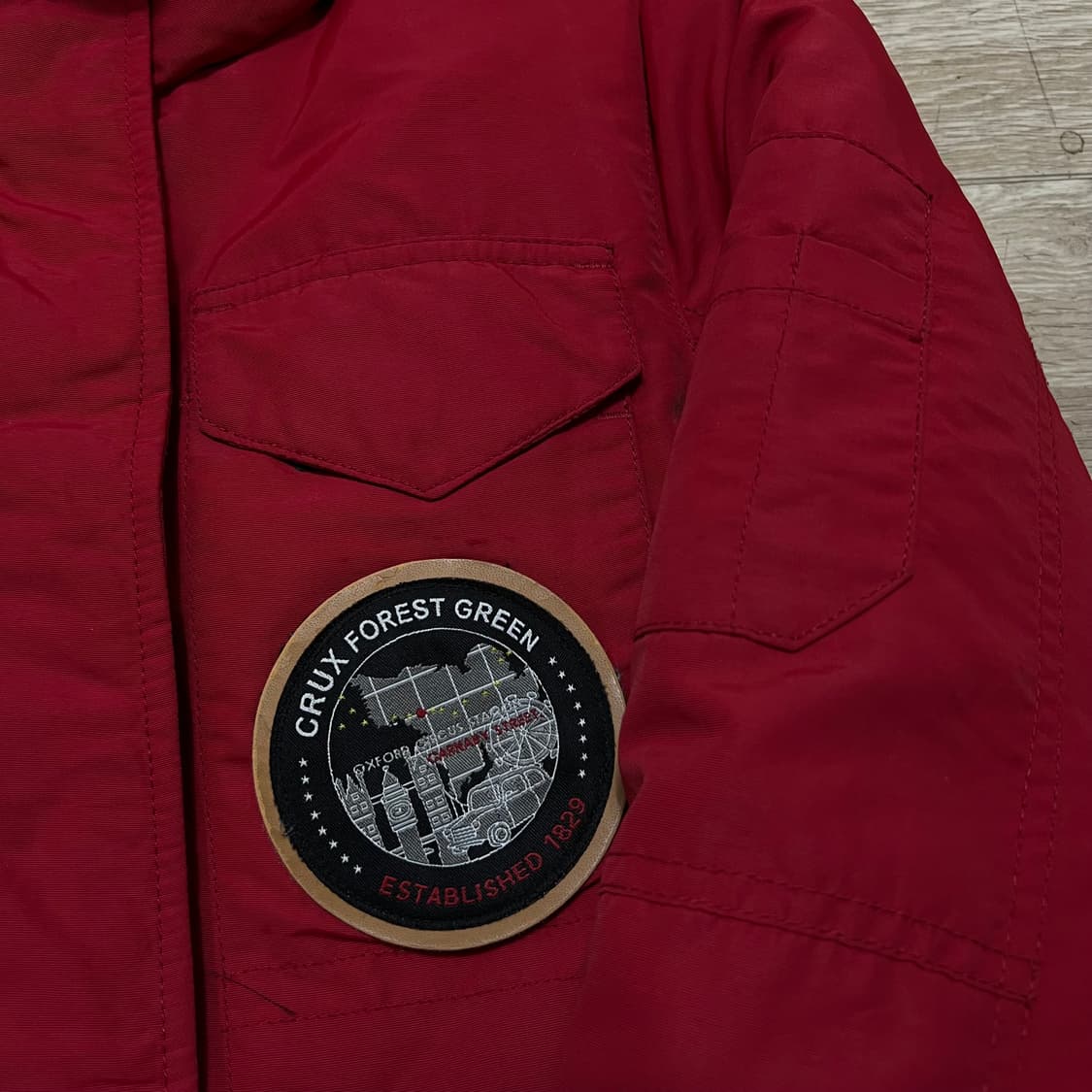 크룩스 포레스트 그린 덕다운 후드 패딩 점퍼 [딥 레드] S/90 상품이미지4