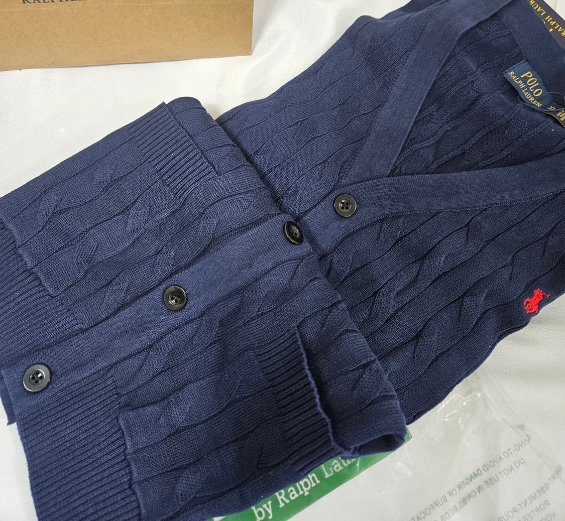 폴로 남성용가디건 네이비 라지 새상품 상품이미지1