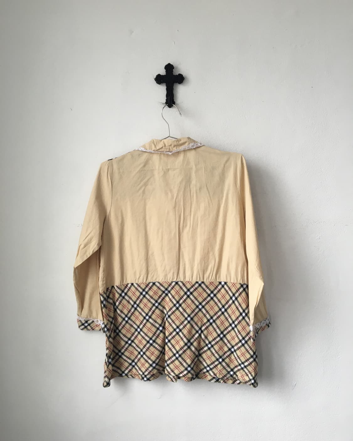 Check pattern layered lace trimming jack 상품이미지3