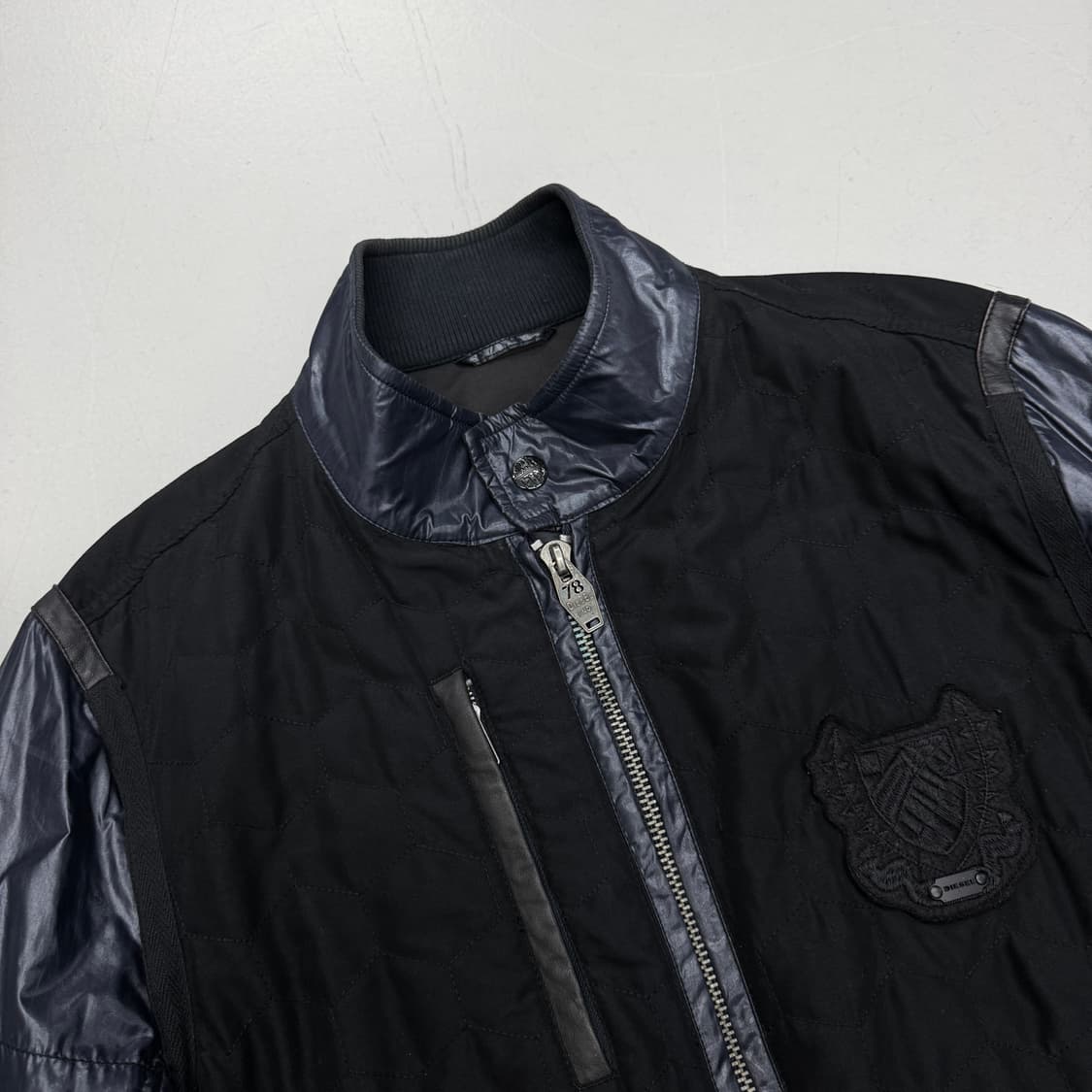 디젤 레더도킹 나일론 바이커 집업 자켓 상품이미지3