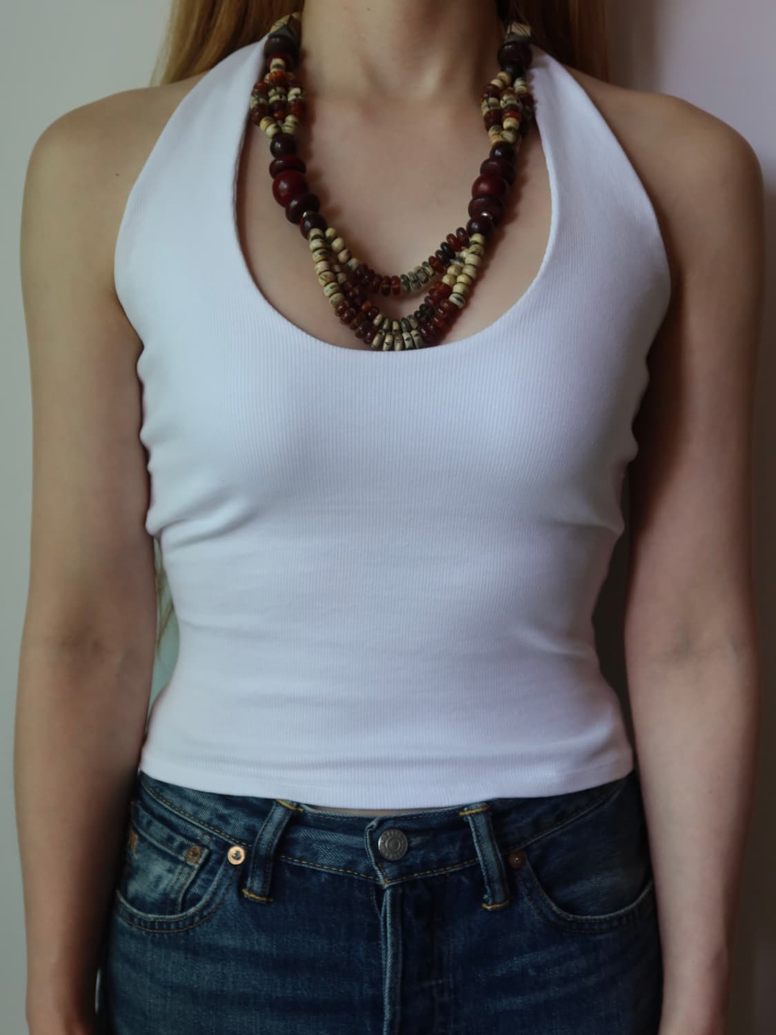 ethnic wooden & bead layered necklace 상품이미지2