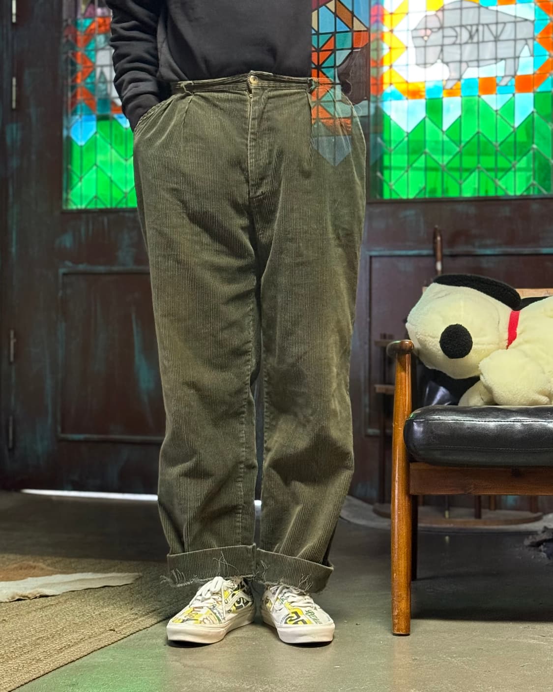 90‘s 폴로 랄프로렌 투턱 코듀로이 팬츠 34 [올리브그린] 상품이미지7