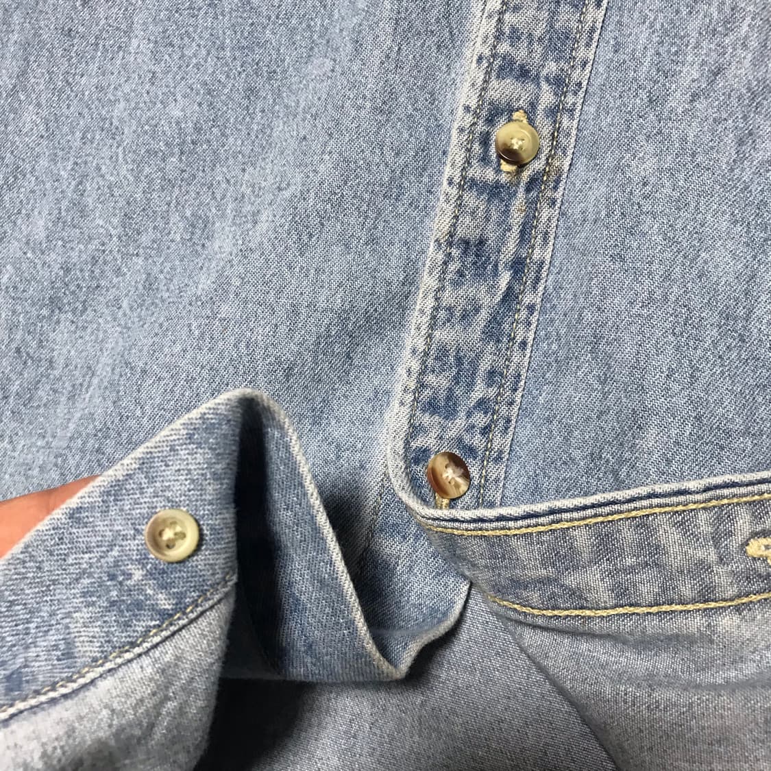 Usa 아메리칸 빈티지 헤비 연청 데님 셔츠 오버핏 상품이미지7