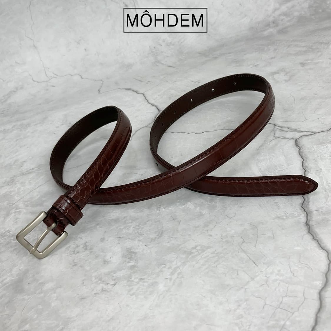 [Unisex] 크로커다일 이태리가죽 벨트 브라운 상품이미지4