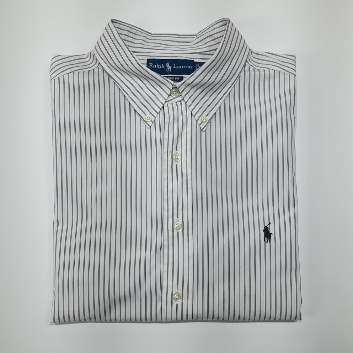 CL615 2XL 폴로 90s 홍콩판 모던 스트라이프 네이비 셔츠 남방 상품이미지7