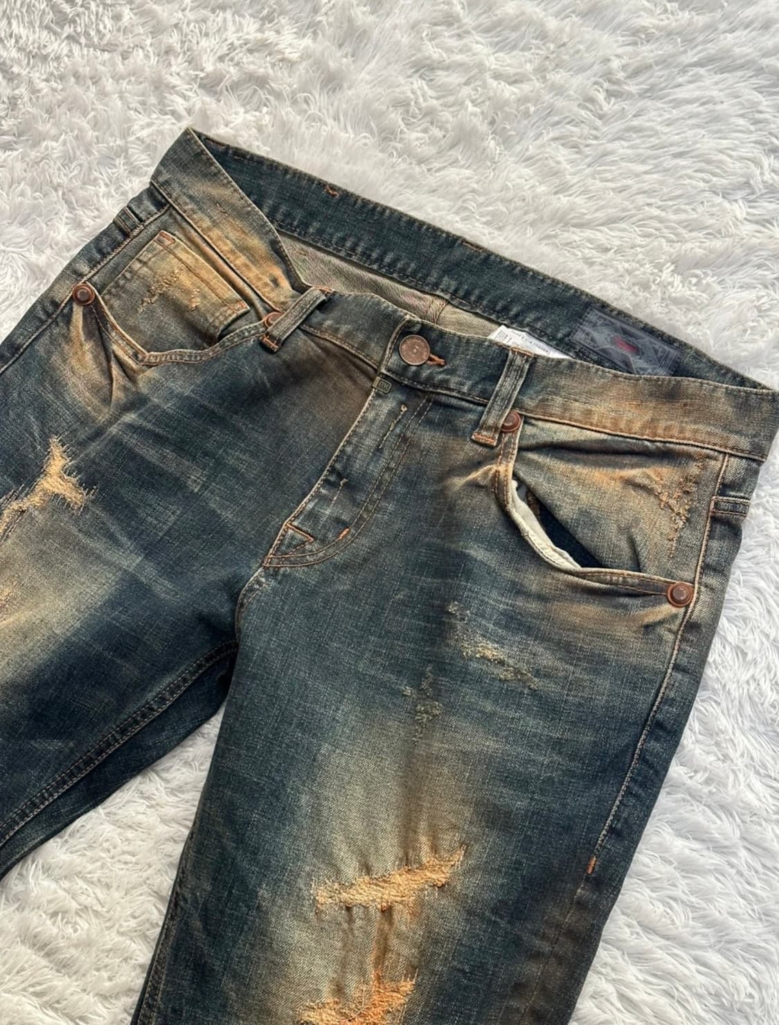 버커루 워싱 디스트로이드 데님 청바지 34 상품이미지1