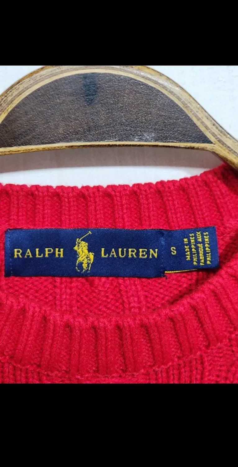 (M) 랄프로렌 폴로 케이블 니트 빨강 꽈배기 스웨터 라운드  상품이미지3