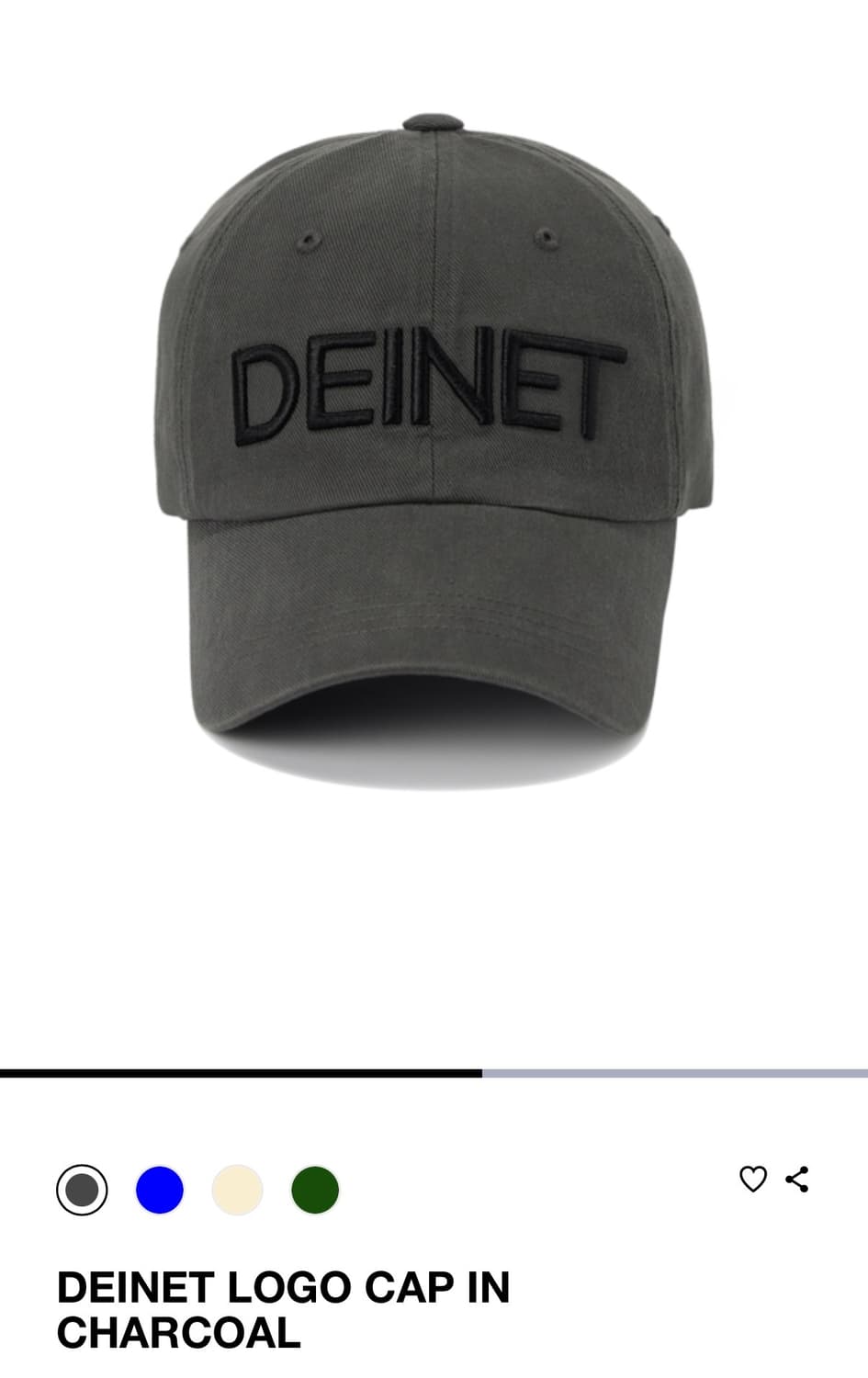 DEINET LOGO CAP IN CHARCOAL 상품이미지1