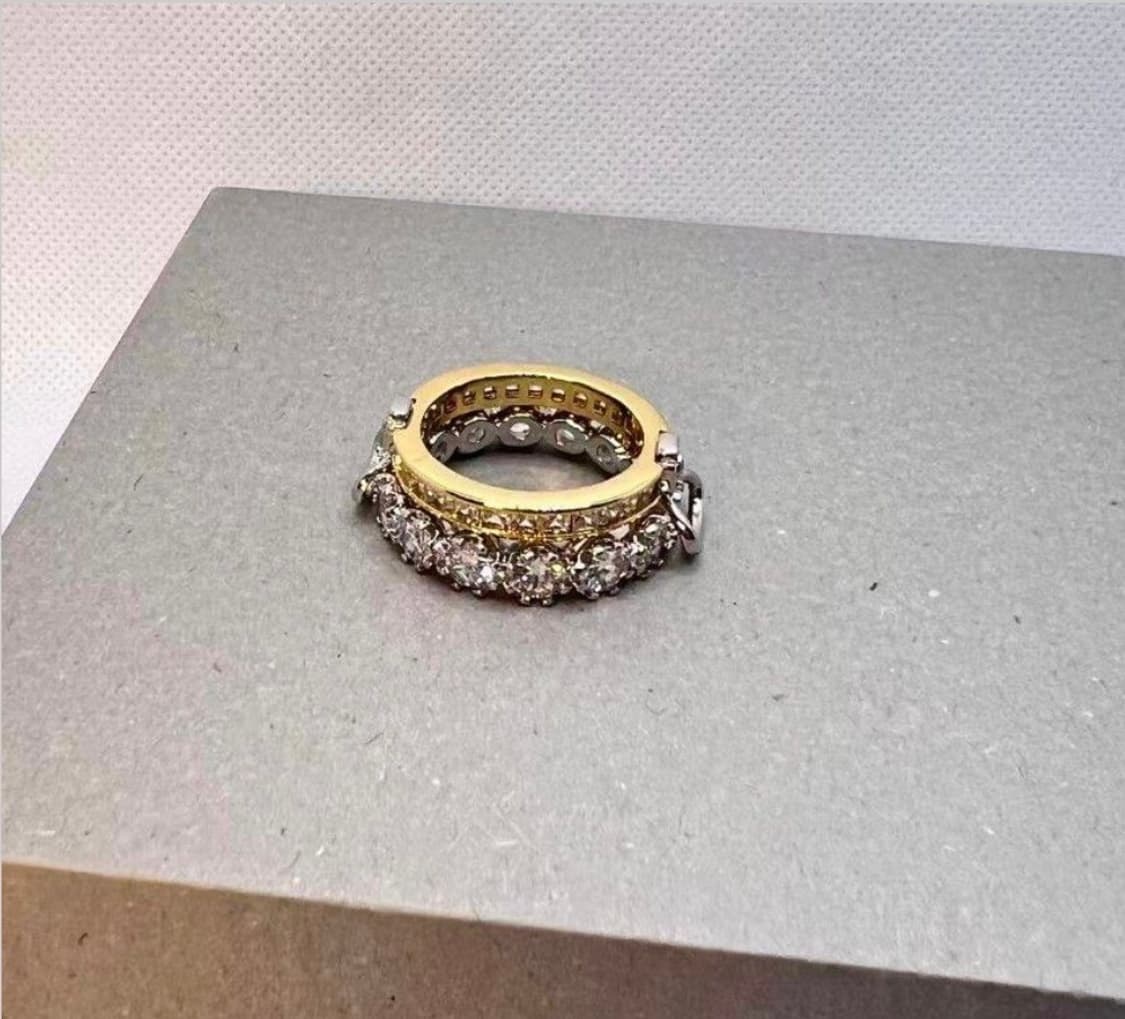 비비안웨스트우드 아카이브 큐빌크리스탈 골드실버 2단링 반지 상품이미지9