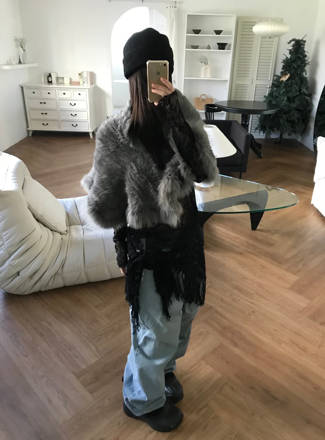 vintage rabbit fur shawl 상품이미지1