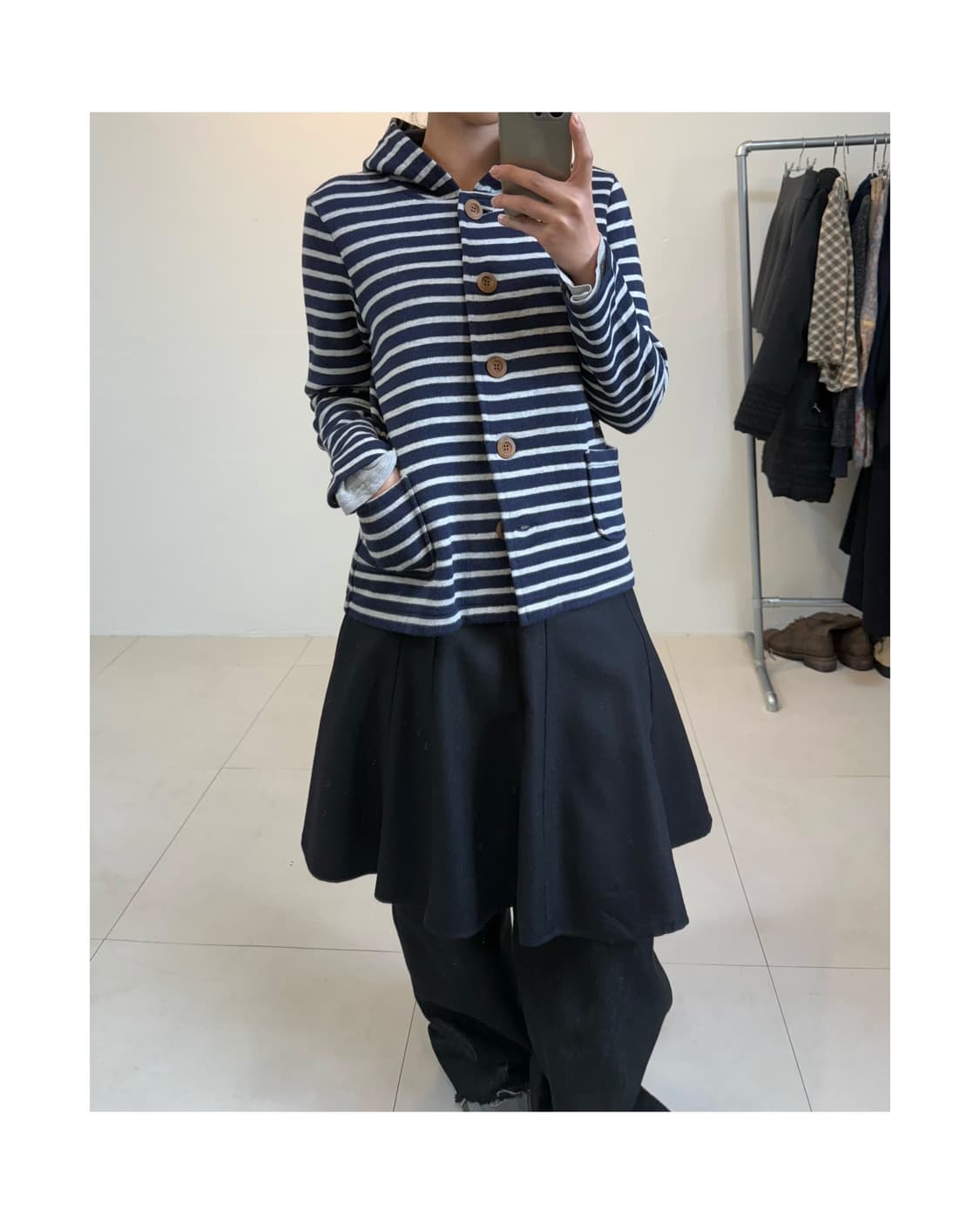 빈티지 스트라이프 후디 가디건 상품이미지4