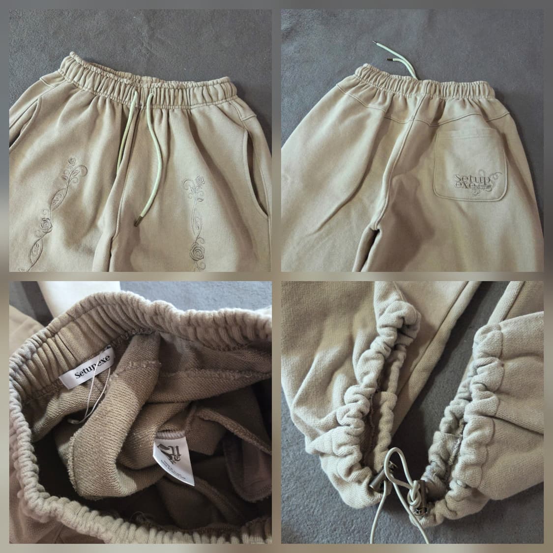setupexe 셋업엑스이 로즈바인스 스웻 조거 팬츠 베이지 상품이미지4