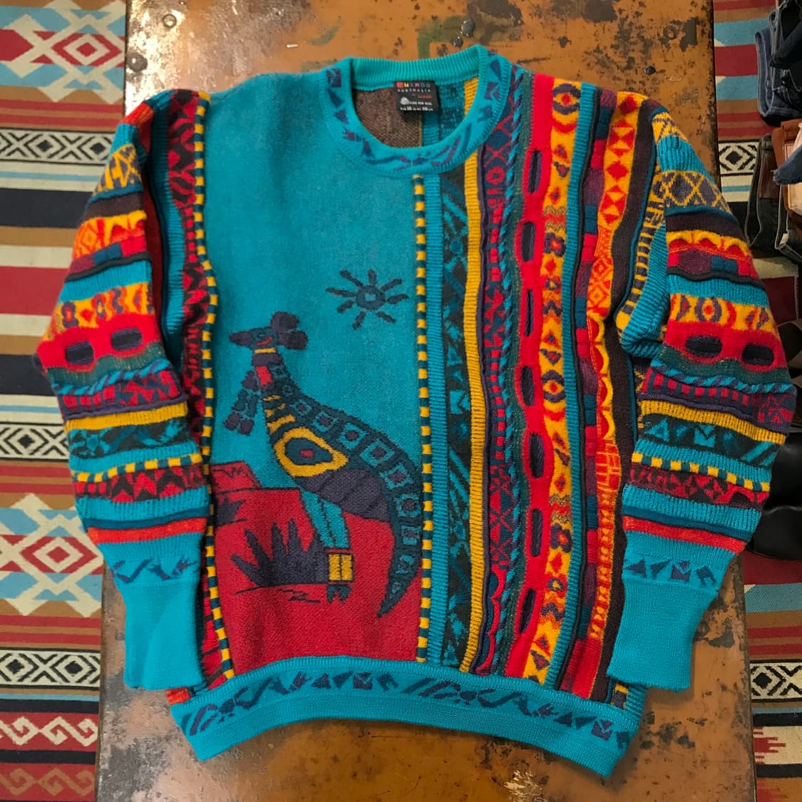 호주 빈티지 청록색 아이코닉 패컨 퓨어 울 스웨터 여성 66 남성 100 상품이미지1