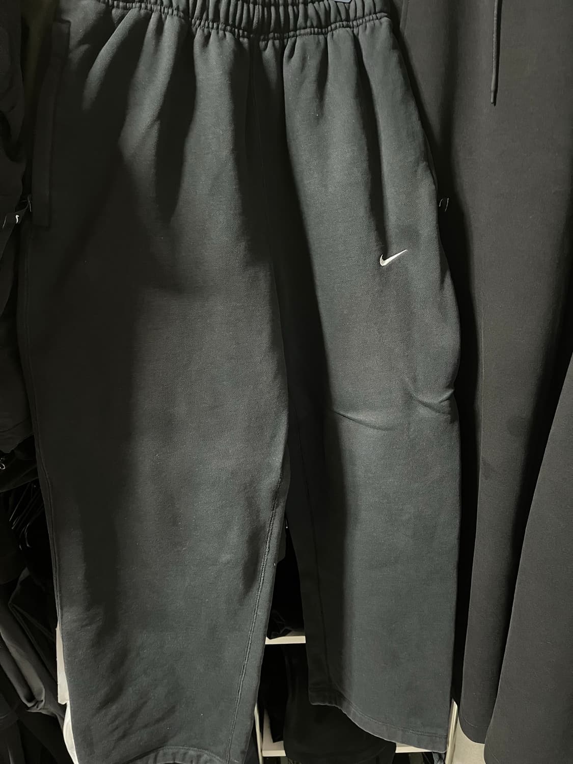 (M) 나이키 NSW 스우시 오픈 헴 플리스 팬츠 블랙 상품이미지3